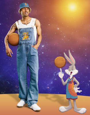 Джинсовые и другие комбинезоны Свободный джинсовый комбинезон ASOS DESIGN X Space Jam: A New Legacy-Голубой