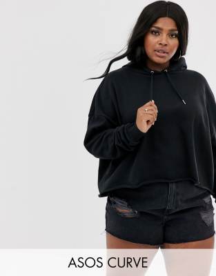 фото Свободный худи черного цвета asos design curve-черный asos curve