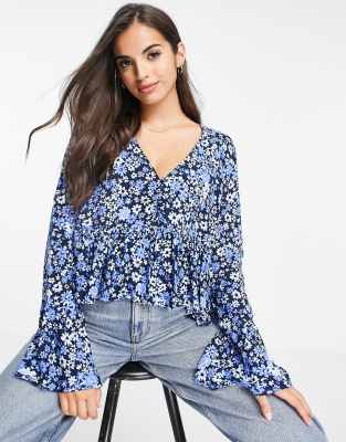 Свободный топ на пуговицах с цветочным принтом ASOS DESIGN-Разноцветный