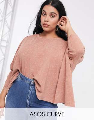 фото Свободный топ рыжего цвета с рукавами "летучая мышь" asos design curve-оранжевый asos curve