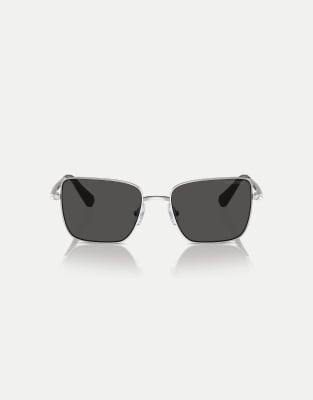 Swarovski - Abgerundete Sonnenbrille in Silber mit grauen Gläsern