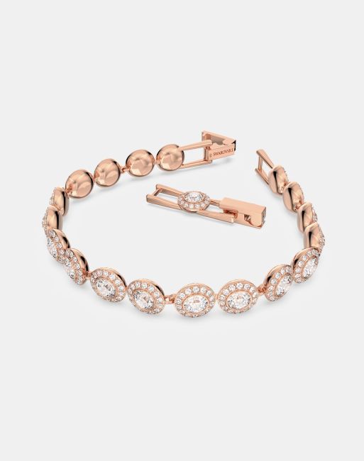 Swarovski angelic round cut bracelet in rose gold plated