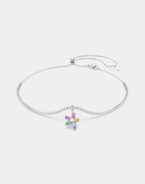 Swarovski Ariana grande x swarovski choker, mixed cuts, flower, multicolored, rhodium plated in multi-colored, rhodium plating - view 1
