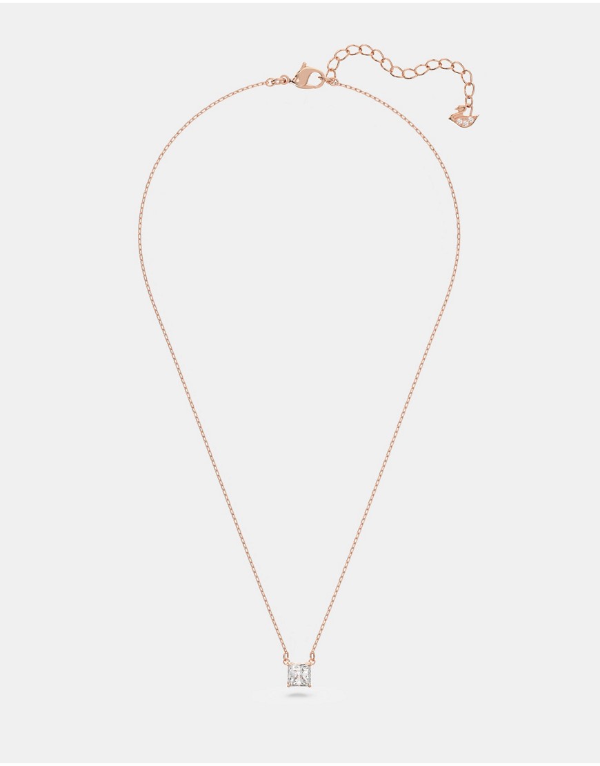 Swarovski attract square cut necklace in rose-gold plated-White
