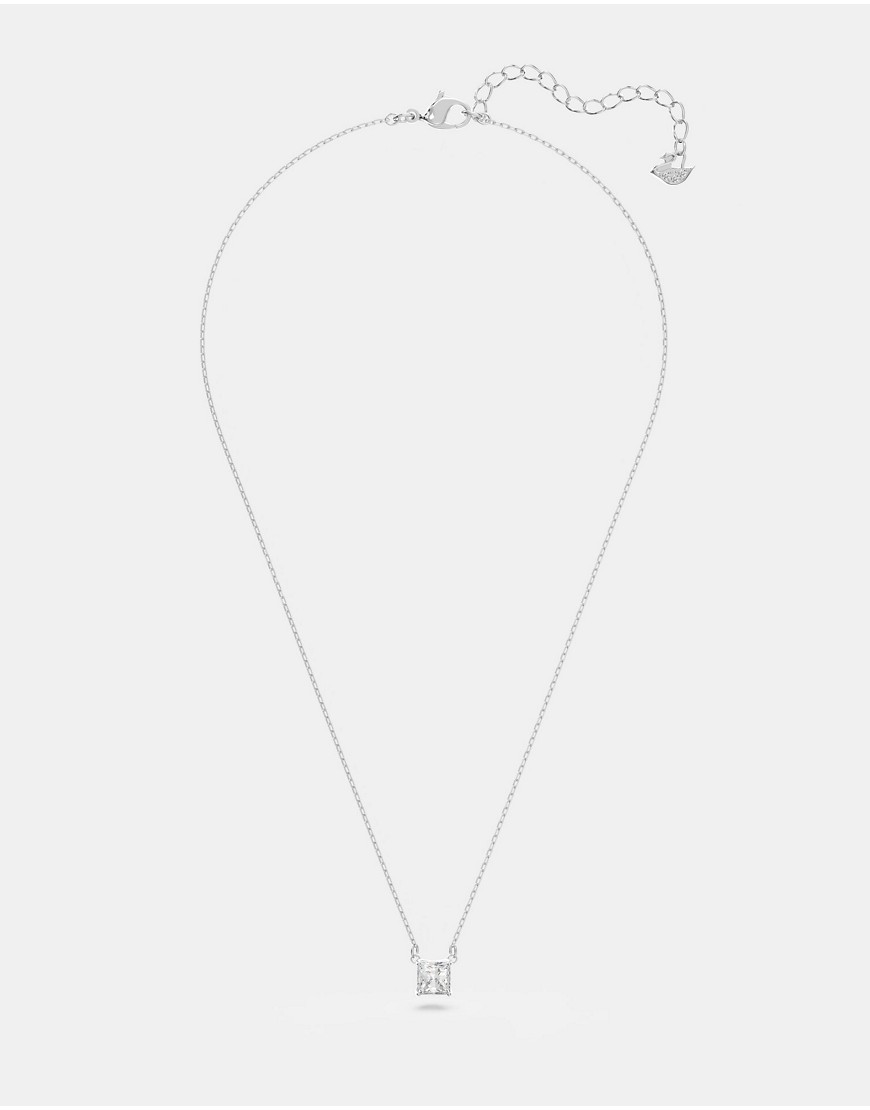 Swarovski attract square cut necklace in white plating