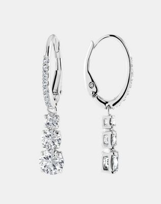 Swarovski attract trilogy hoop earrings in white plating - ASOS Price Checker