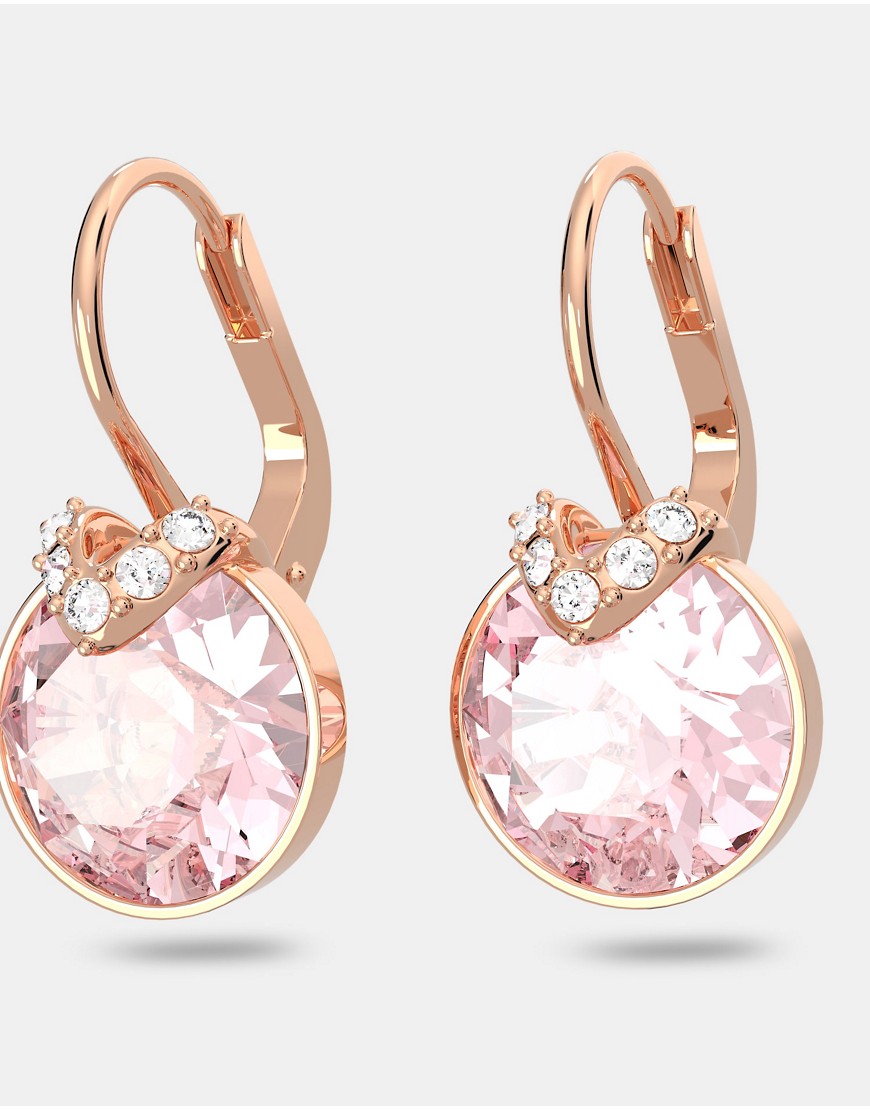 Swarovski bella v drop earrings in pink and rose-gold tone plated