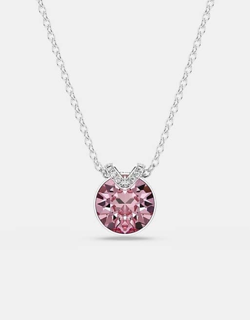 Pink Crystal Heart Necklace Sterling Silver Adjustable Pink Crystal Heart Necklace Sterling Silver Adjustable