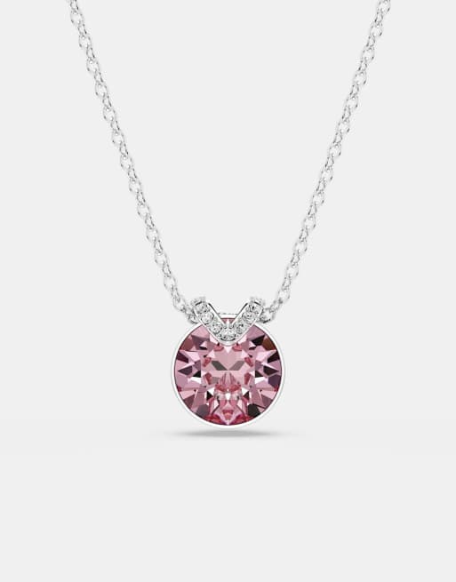 Swarovski Bella V round cut pendant necklace in pink