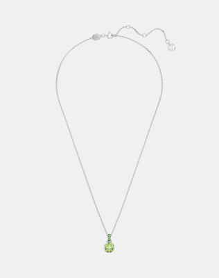 Swarovski Birthstone pendant, square cut, may, green, rhodium plated in ...