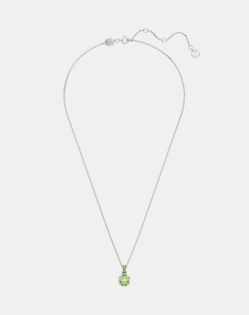 Swarovski Birthstone pendant, square cut, may, green, rhodium plated in green