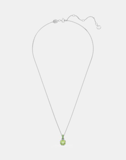 Swarovski Birthstone pendant, square cut, may, green, rhodium plated in green