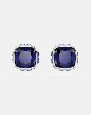 Swarovski Birthstone stud earrings, square cut, december, blue, rhodium plated in blue - ASOS Price Checker