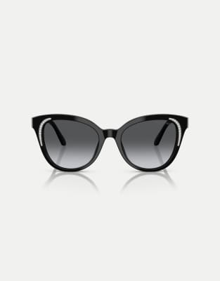 Swarovski - Butterfly - Sonnenbrille in Schwarz mit grauen polarisierten Gläsern