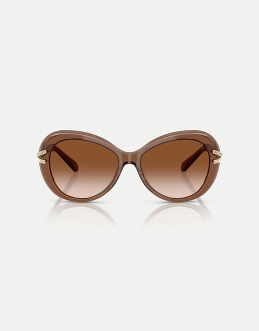 Swarovski – Butterfly – Sonnenbrille in transparentem Braun mit braunen Gläsern