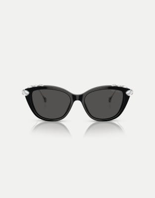 Swarovski - Cat-Eye-Sonnenbrille in Schwarz mit grauen Gläsern