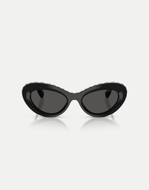 Swarovski – Cat-Eye-Sonnenbrille in Schwarz mit grauen Gläsern - view 1
