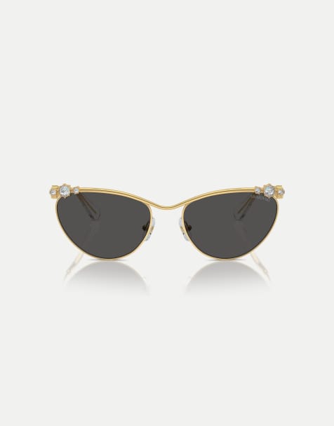Swarovski Cat eye sunglasses with grey lens in gold - view 1