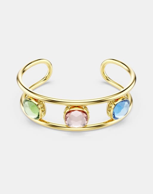 Swarovski Chroma cuff with gold-tone plate in green 