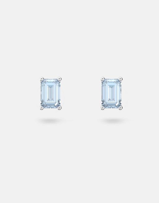 Swarovski Chroma cushion cut stud earrings in blue