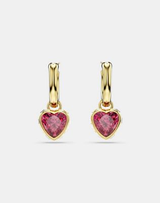 Swarovski chroma drop heart gold-tone plated earrings in red