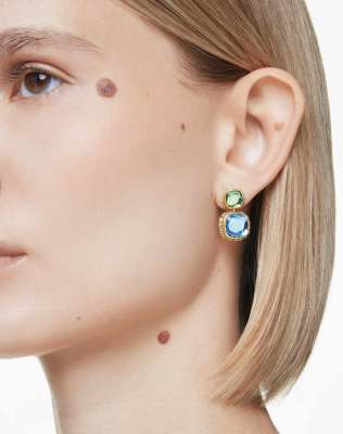 Swarovski Chroma drop earrings with gold-tone plate in multicolour