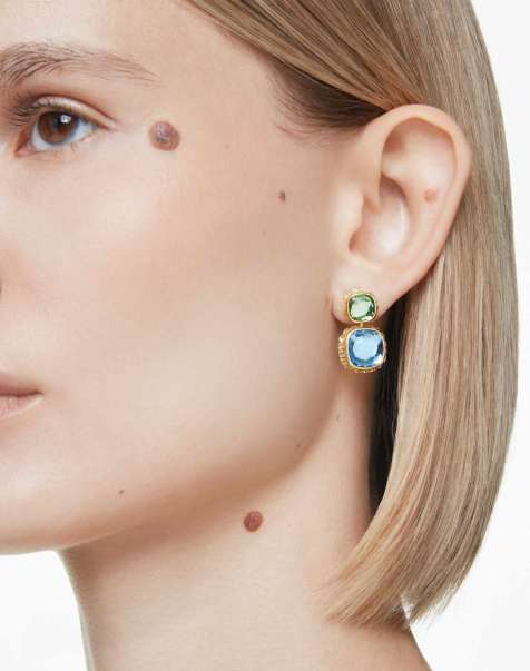 Swarovski Chroma drop earrings with gold-tone plate in multicolour - view 1
