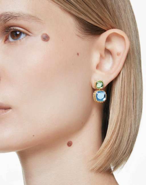 Swarovski Chroma drop earrings with gold-tone plate in multicolour