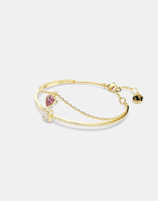 Swarovski chroma heart bangle gold-tone plated in multi-colored