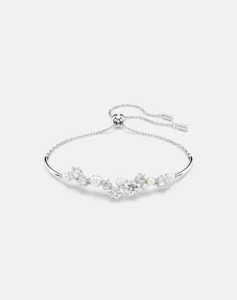 Swarovski Constella bangle with rhodium plate in white - view 1