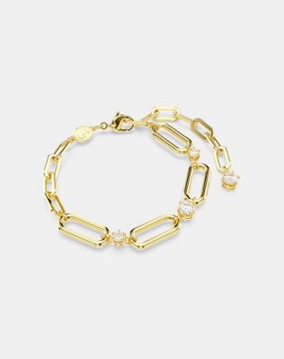Swarovski Constella bracelet, white, gold-tone plated in gold tone