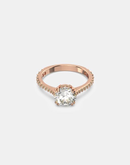 Swarovski constella cocktail princess cut ring in white rhodium plating