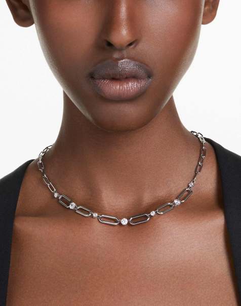 Swarovski Constella necklace, white, rhodium plated in silver tone - view 1