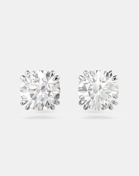 Swarovski constella stud earrings in white plating - view 1