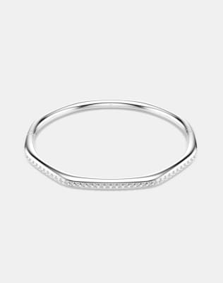 Swarovski Dextera bangle, octagon shape, round cut, white, rhodium ...