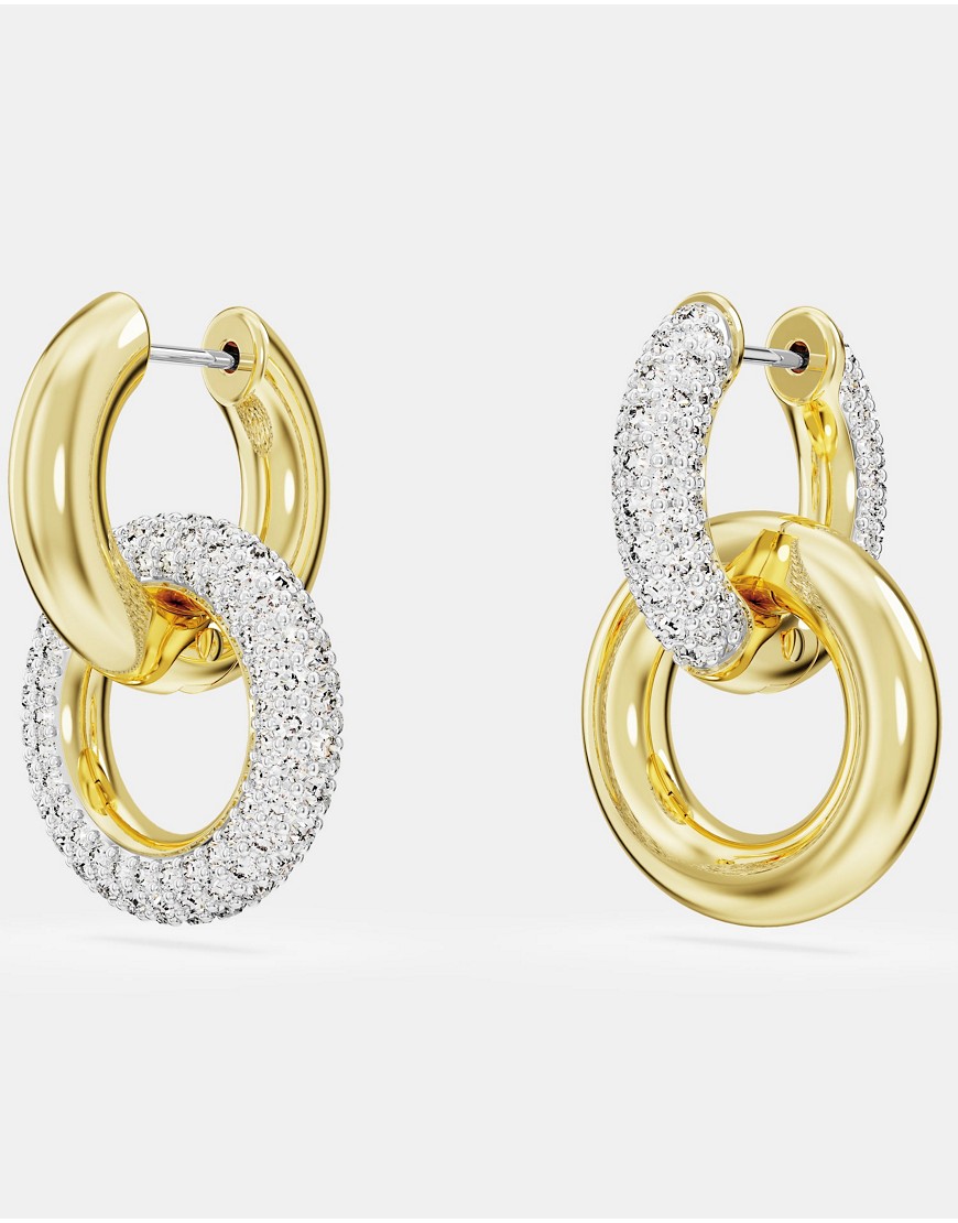 Swarovski dextera interlocking hoop earrings in gold tone plated