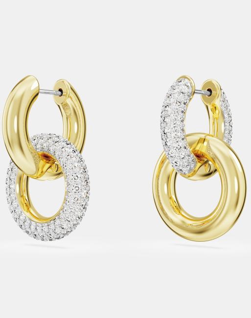 Swarovski dextera interlocking hoop earrings in gold tone plated
