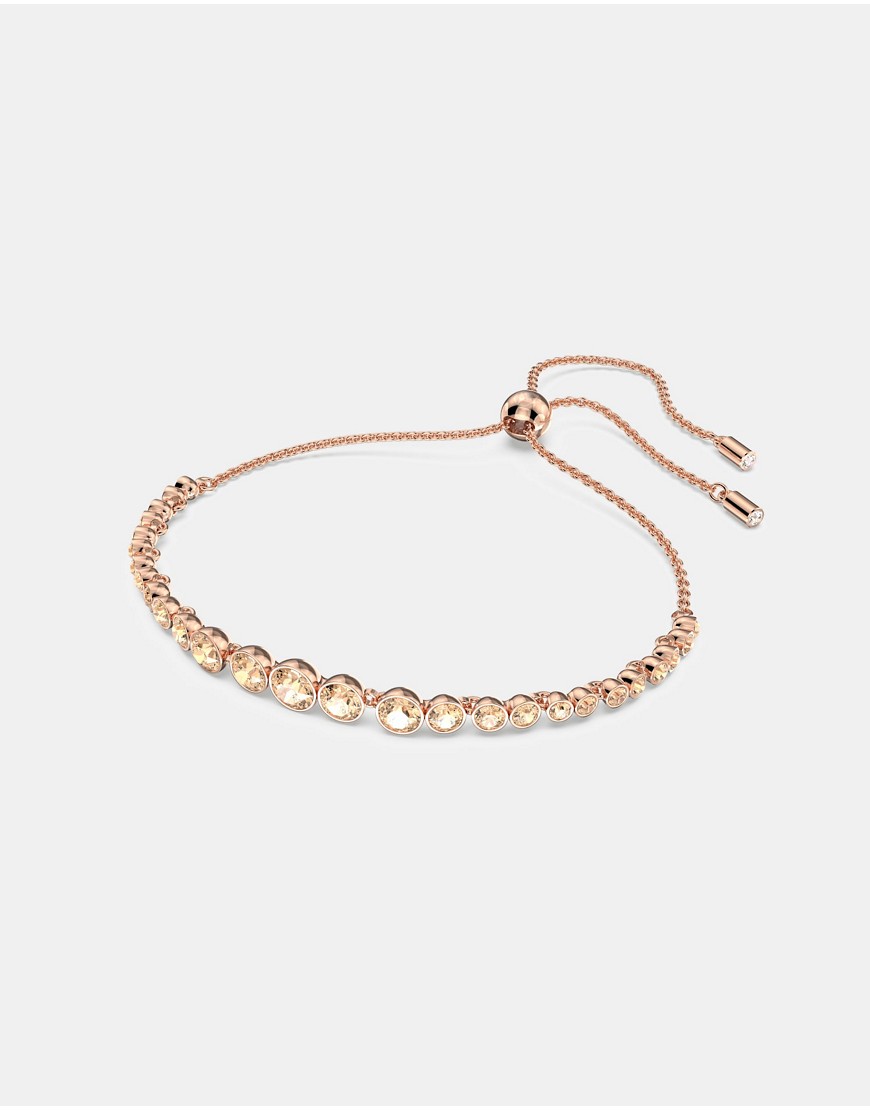 Swarovski emily mixed rount cut bracelet in pink rose-gold plated-White