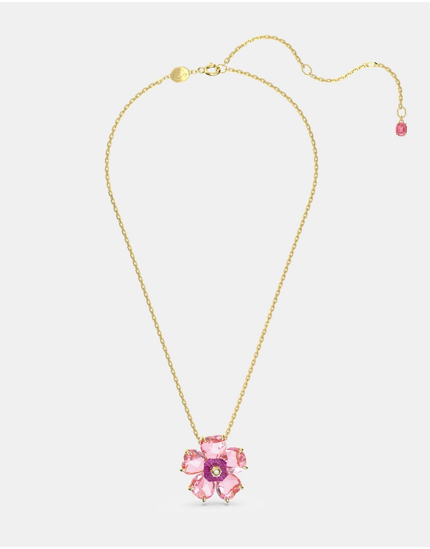 Swarovski florere necklace in pink and gold-tone plated