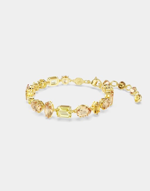 Swarovski Gema bracelet, mixed cuts, yellow, gold-tone plated in yellow