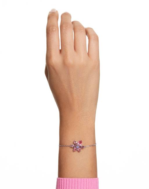 Swarovski gema flower bracelet in pink rhodium plating | ASOS