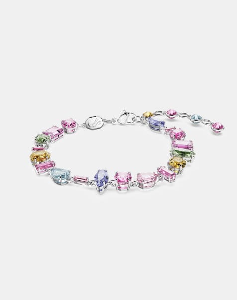 Swarovski gema mixed cut bracelet in multi-colored rhodium plated - view 1