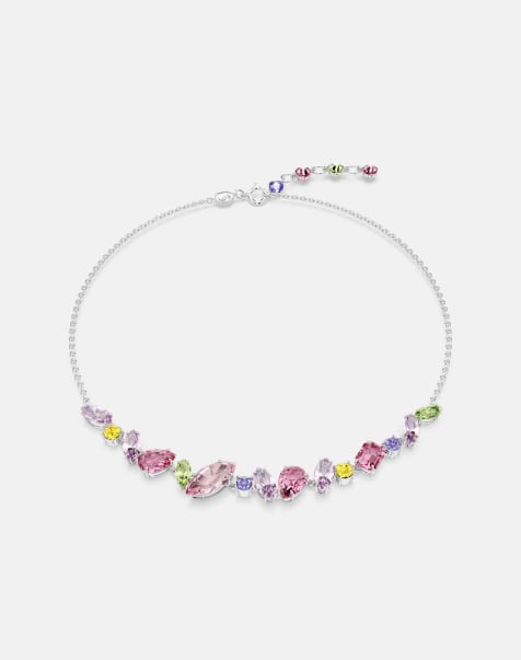 Swarovski Gema necklace, mixed cuts, multicolored, rhodium plated in multi-colored, rhodium plating - view 1
