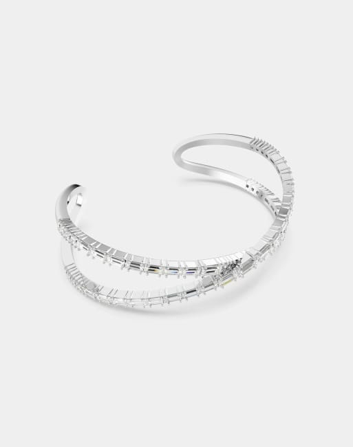 Swarovski Hyperbola cuff with rhodium plating in white 