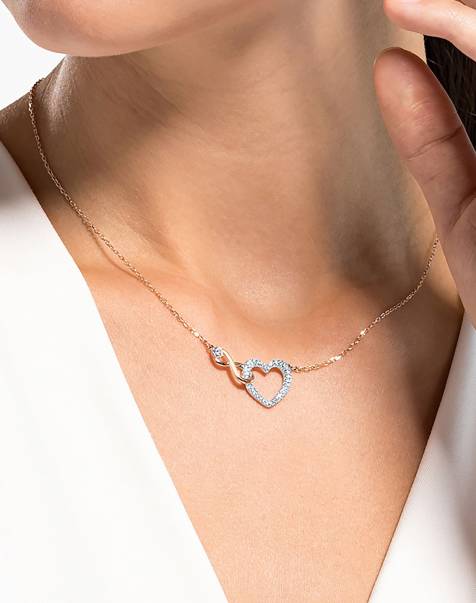 Swarovski Hyperbola necklace with infinity and heart in mixed metal - view 1