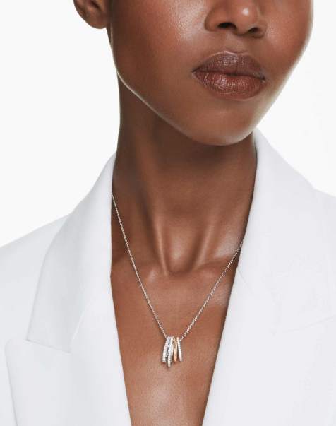 Swarovski Hyperbola pendant, mixed cuts, white, mixed metal finish in white - view 1