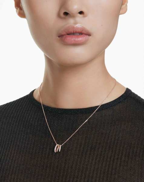 Swarovski Hyperbola pendant, mixed cuts, white, rose gold-tone plated in white - view 1