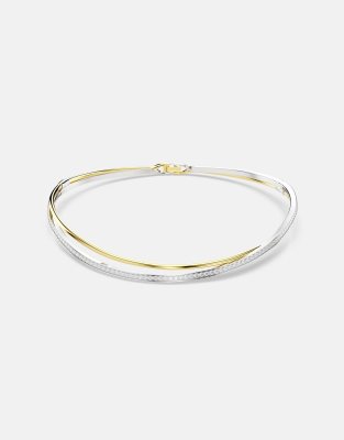 Swarovski Hyperbola round cut choker in mixed metal-White