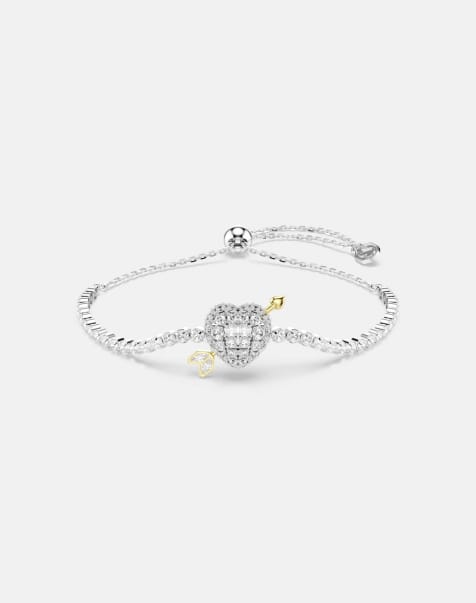 Swarovski Idyllia bracelet, mixed cuts, heart with arrow, white, rhodium plated in white, rhodium plating - view 1