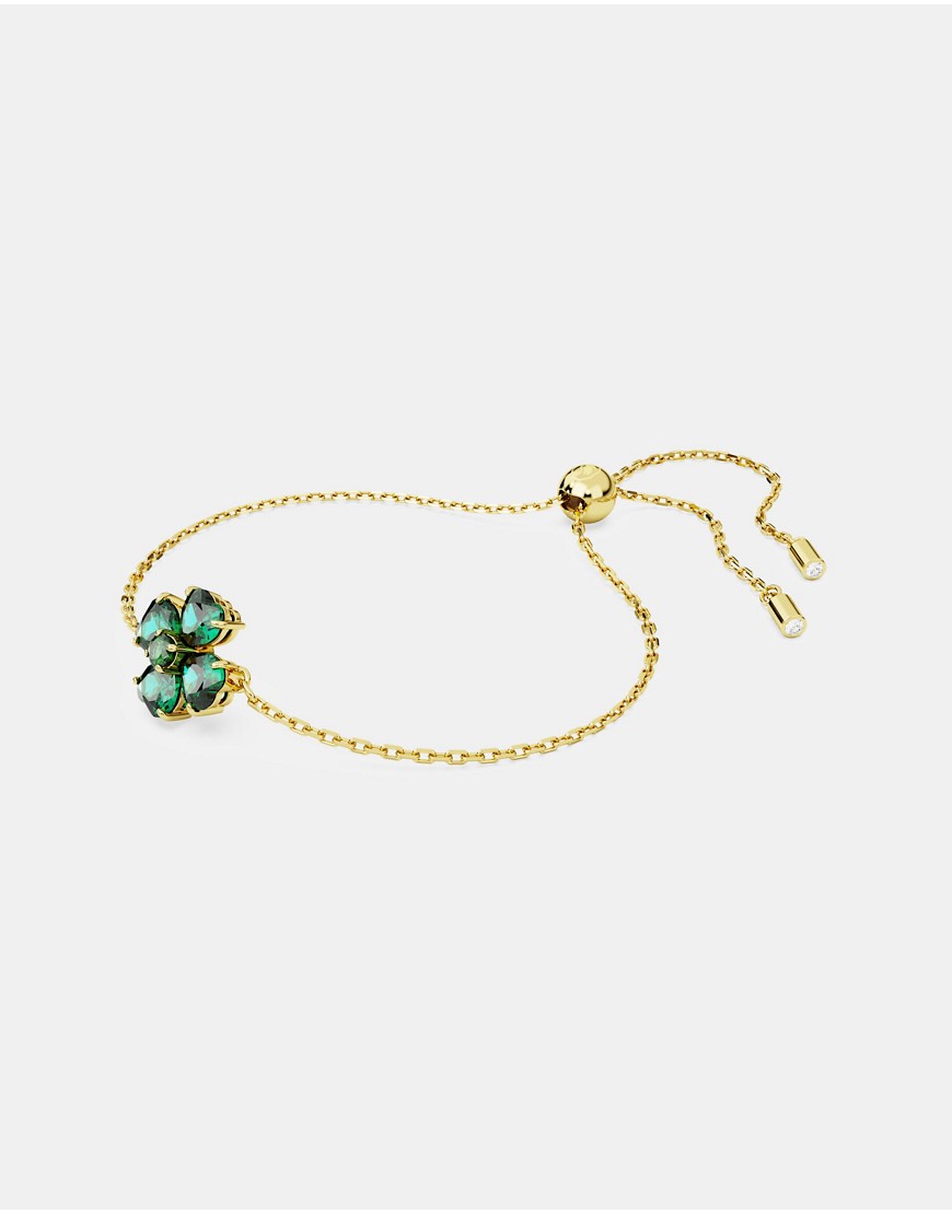 Swarovski idyllia clover bracelet in green and gold-tone plated